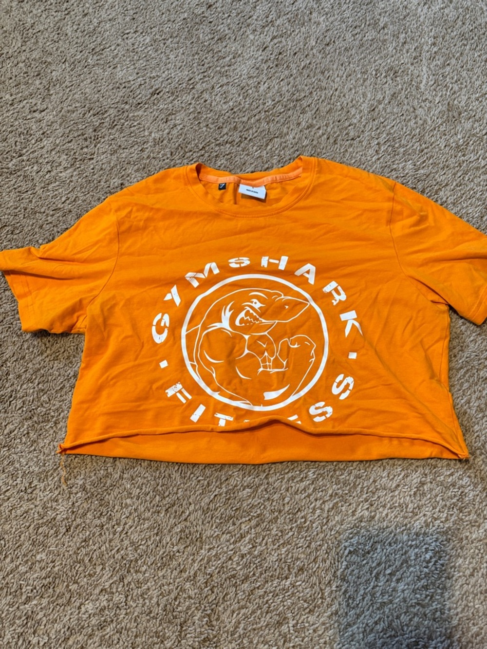 Gymshark Orange Cropped Tee with White Legacy Graphic